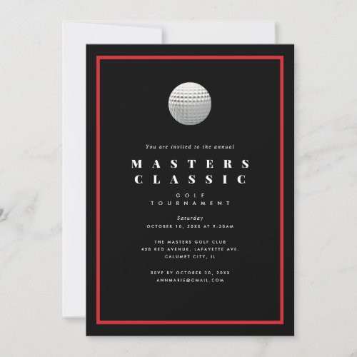 Golf Tournament Birthday Party Invitation