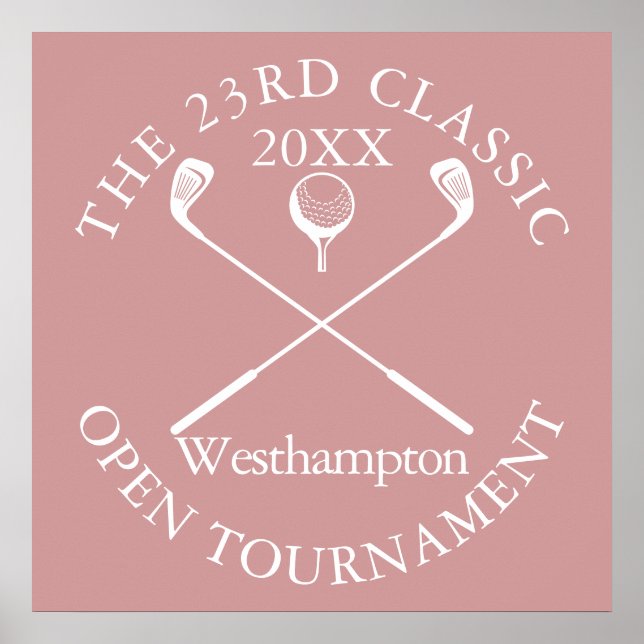 Golf Tournament Classic Event Dusty Rose Pink Sign (Front)