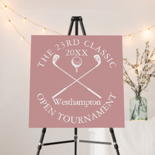 Golf Tournament Classic Event Dusty Rose Pink Sign