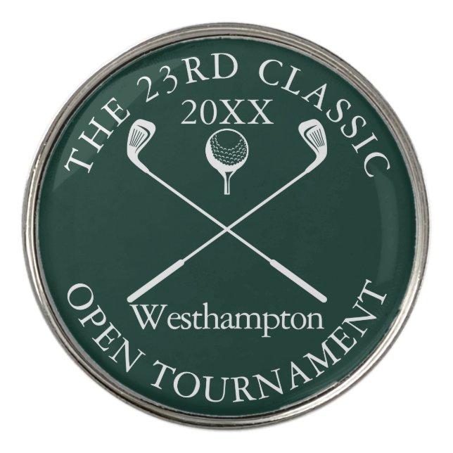 Golf Tournament Classic Event Emerald Green Ball Marker (Front)