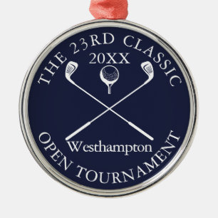 Golf Tournament Classic Event Navy Blue Award Metal Ornament