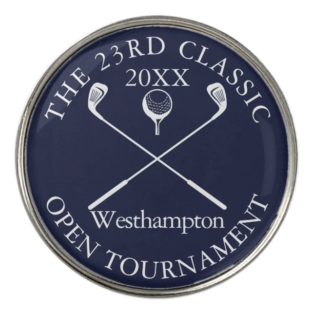 Golf Tournament Classic Event Navy Blue Ball Marker (Front)
