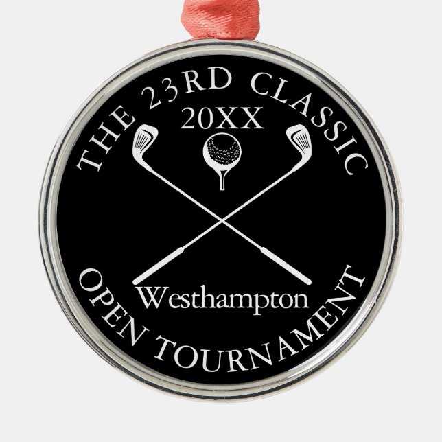 Golf Tournament Classic Modern Award Metal Ornament (Front)