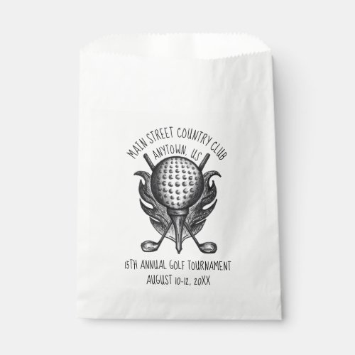 Golf Tournament Clubs Tee Ball Pen_and_Ink Design Favor Bag