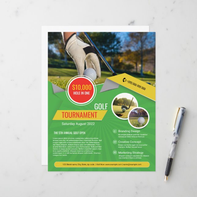Golf Tournament Flyer Template (Front/Back In Situ)