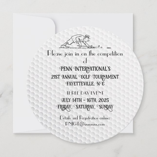 Golf Tournament Golf Ball Invitation (Front)