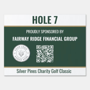 Golf Tournament Hole Sponsor Logo QR Code Sign