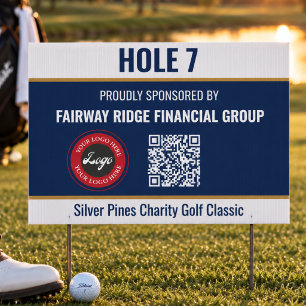 Golf Tournament Hole Sponsor Logo QR Code Sign