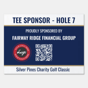 Golf Tournament Hole Tee Sponsor Logo QR Code Sign