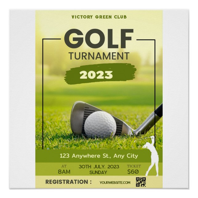 Golf Tournament Invitation Personalize Poster (Front)