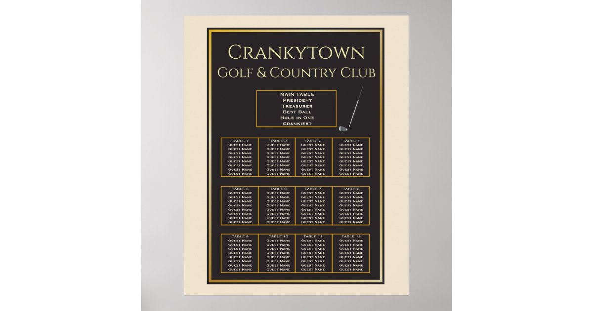 Golf Tournament 🏌 Seating chart | Zazzle Golf Tournament 🏌 Seating chart  | Zazzle