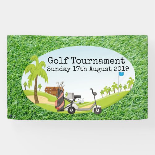 Golf Tournament with golf course green grass   Banner