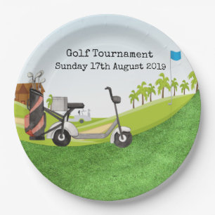 Golf Tournament with golf course view Paper Plates
