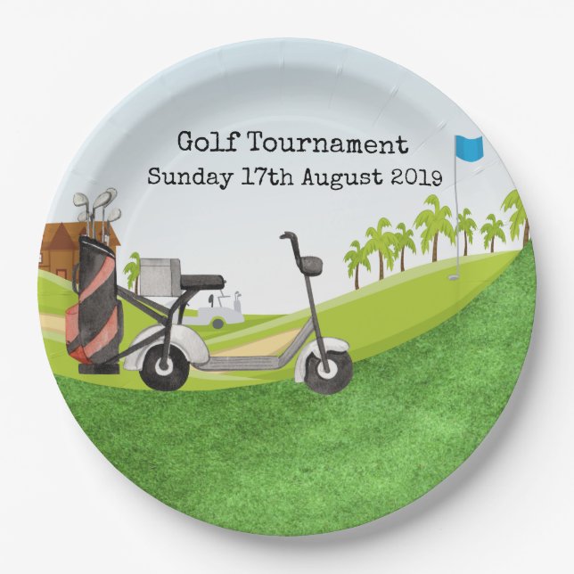 Golf Tournament with golf course view  Paper Plates (Front)