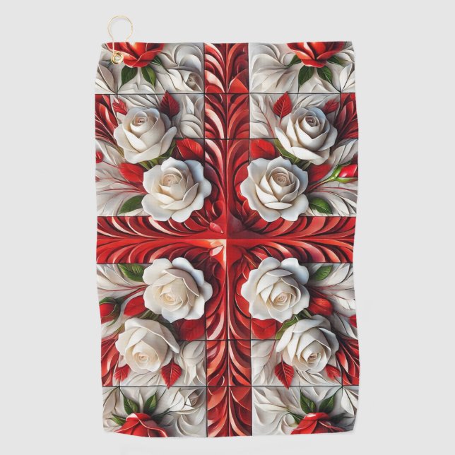 Golf Towel with English Roses (Front)