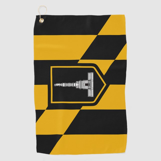 Golf Towel with flag of Baltimore City, USA (Front)