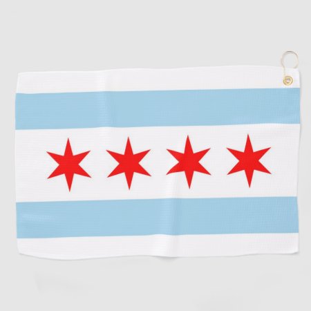 Golf Towel With Flag Of Chicago,illinois, Usa