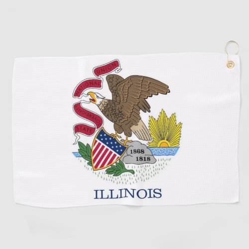 Golf Towel with flag of Illinois USA