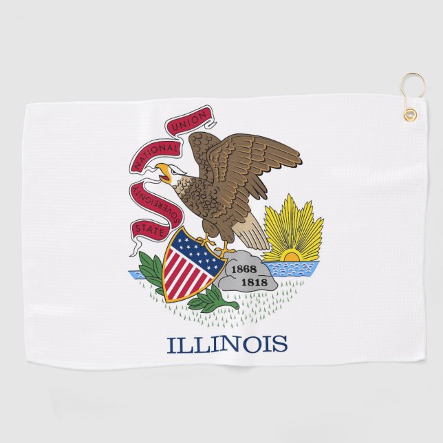 Golf Towel with flag of Illinois, USA (Horizontal)
