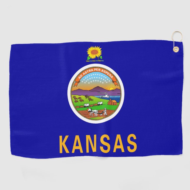 Golf Towel with flag of Kansas, USA (Horizontal)