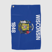 Golf Towel with flag of Wisconsin State, USA