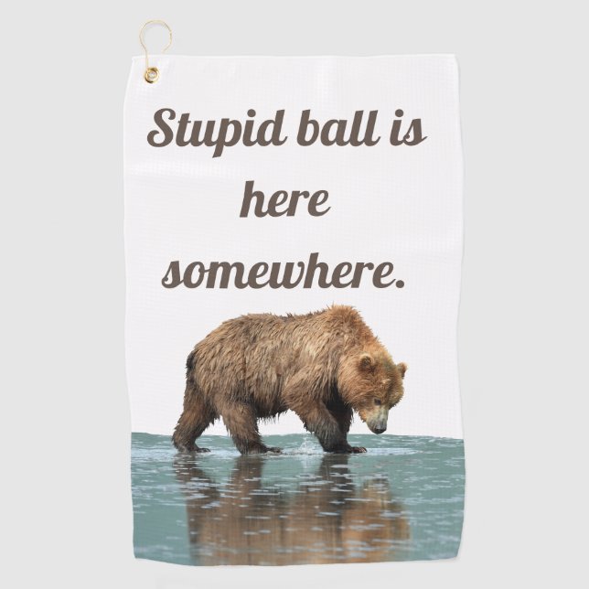 Golf Towel with grizzly bear  (Front)