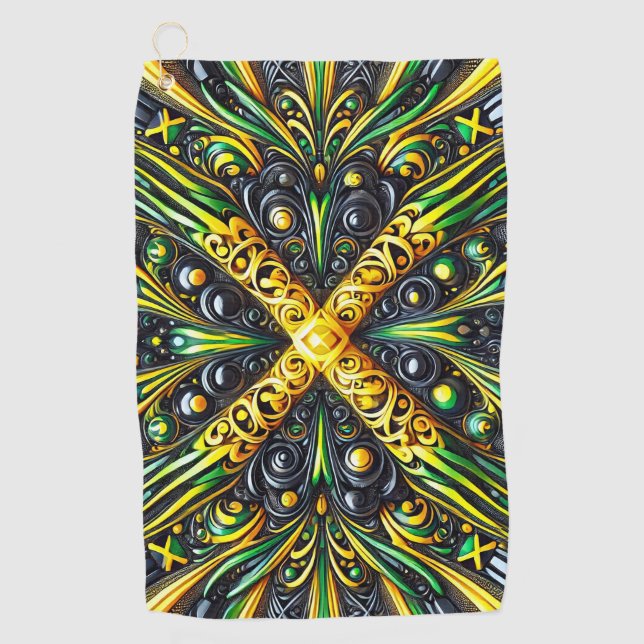 Golf Towel with Jamaican Colors (Front)