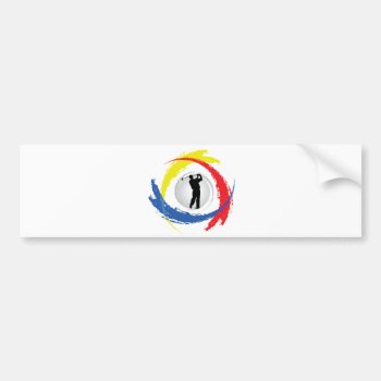 Golf Tricolor Emblem Bumper Sticker by TheArtOfPamela at Zazzle