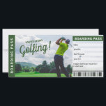 Golf Trip Gift Certificate Boarding Pass<br><div class="desc">Instantly personalize your surprise golfing trip boarding pass gift tickets today! Simply click "Personalize" to personalize the ticket with your info. Celebrate a special occasion by typing a special note in the note box on the ticket. Each ticket comes printed on thick, sturdy, quality card stock and a white envelope....</div>