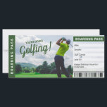 Golf Trip Gift Certificate Boarding Pass<br><div class="desc">Instantly personalize your surprise golfing trip boarding pass gift tickets today! Simply click "Personalize" to personalize the ticket with your info. Celebrate a special occasion by typing a special note in the note box on the ticket. Each ticket comes printed on thick, sturdy, quality card stock and a white envelope....</div>