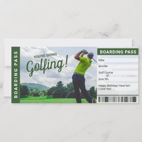 Golf Trip Gift Certificate Boarding Pass