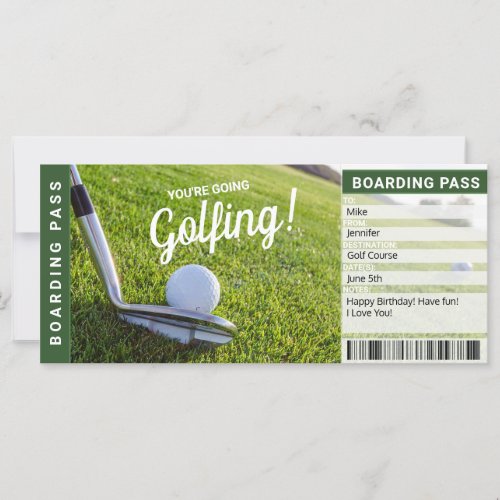 Golf Trip Gift Certificate Boarding Pass