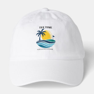 Golf Tropical Palm Tree Sunset Your Custom Text Hat