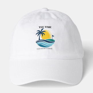 Golf Tropical Palm Tree Sunset Your Custom Text  Hat