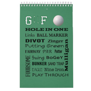 GOLF typography 2023 Hanging Wall Calendar