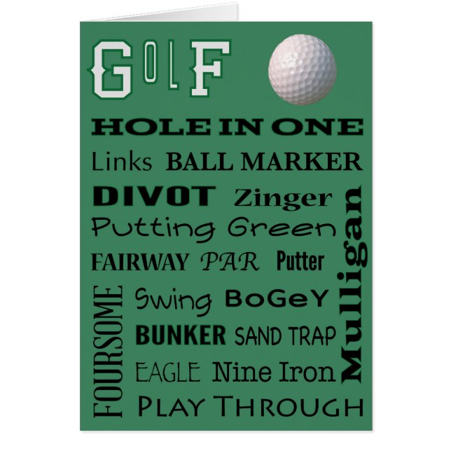 GOLF typography Cards (Front)