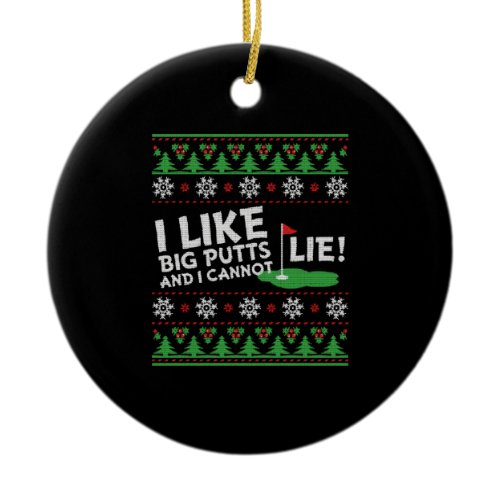Golf Ugly Christmas Ceramic Ornament