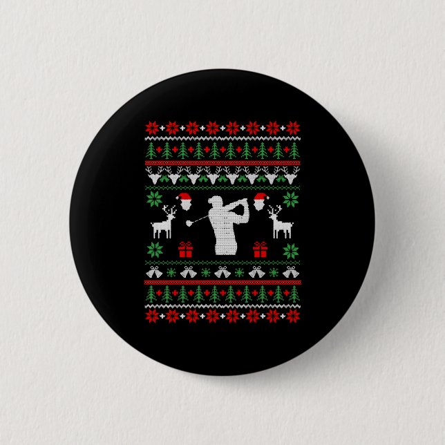 Golf Ugly Christmas Sweater Button (Front)