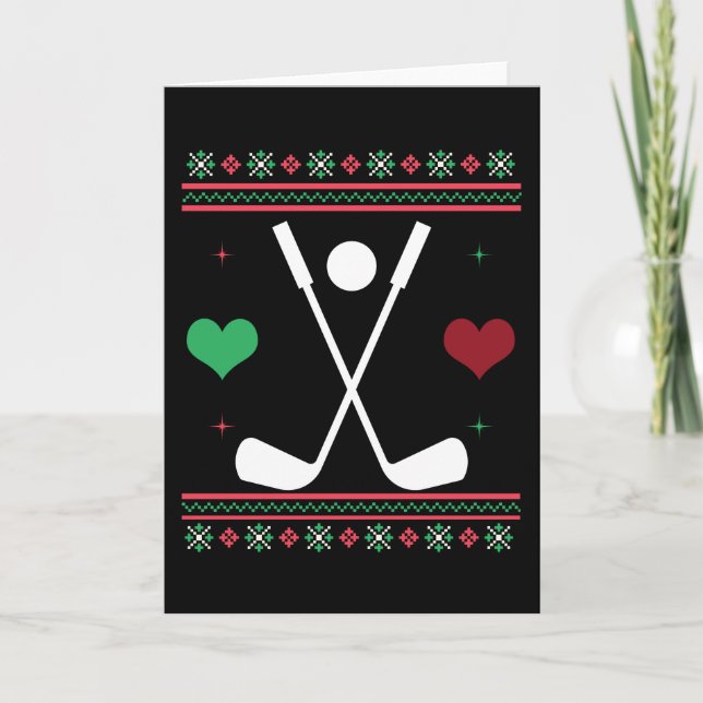 Golf Ugly Christmas Sweater Golfers Xmas Card (Front)