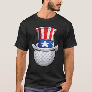 Golf Uncle Sam 4th of July Kids Boys American Fla T-Shirt