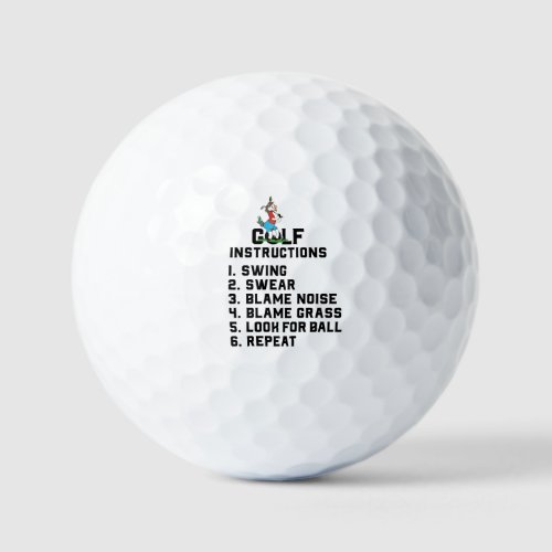 Golf  Unicorn with funny instruction for golfer  Golf Balls