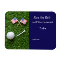 Golf USA Postcard with America flag on green grass Magnet
