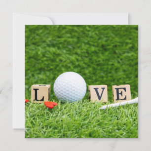 Golf Valentine's Day ball with Love wooden Word