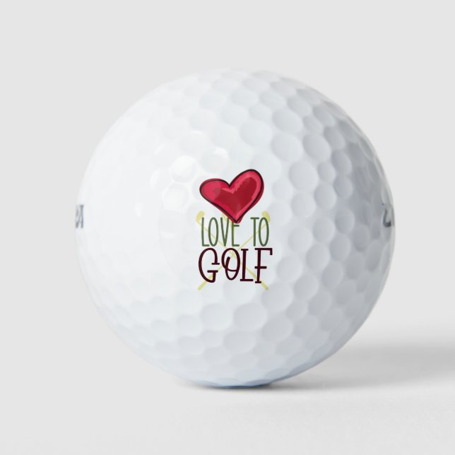 Golf Valentine's Day to golfer with love red heart Golf Balls (Front)