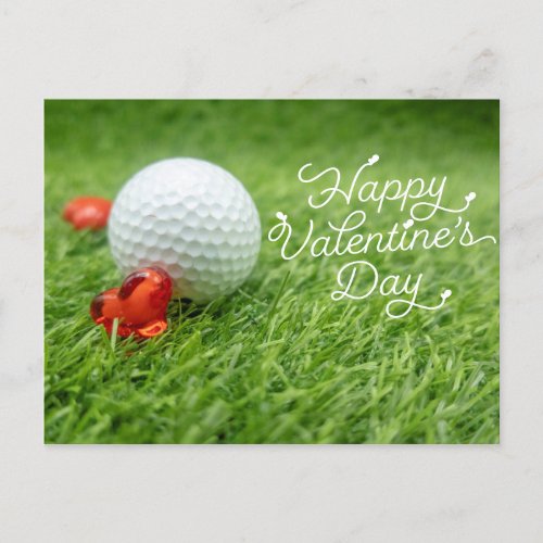 Golf Valentines Day with ball for Golfer  Holiday Postcard