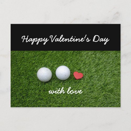 Golf Valentines Day with golf ball and red heart Holiday Postcard