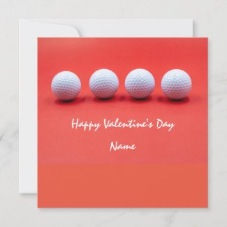 Golf Valentine's Day with golf balls are on red Holiday Card