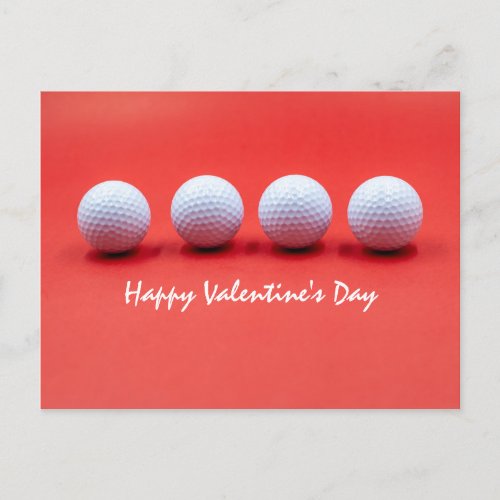 Golf Valentines Day with golf balls are on red Postcard