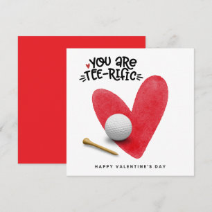 Golf Valentine's Day with golf balls on red heart Holiday Card