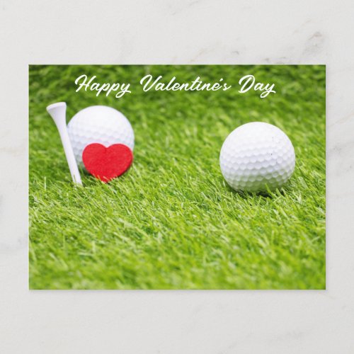 Golf Valentines Day with love and golf ball Holid Holiday Postcard